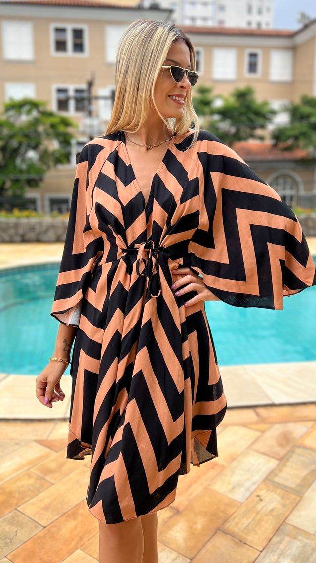 Kaftan Karen Caramelo e Preto