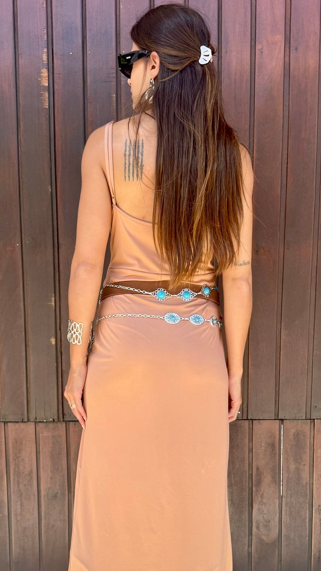 Vestido Boho Chic Babado Marsala