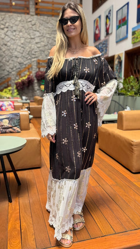 Vestido Boho Chic Elowen Preto