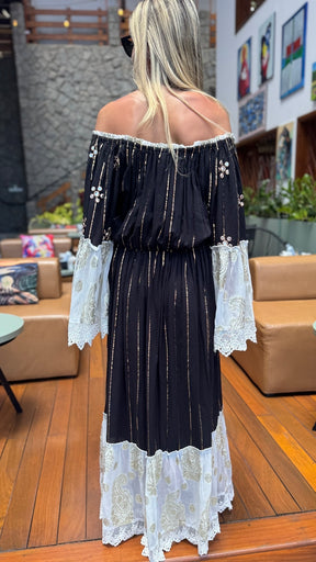 Vestido Boho Chic Elowen Preto