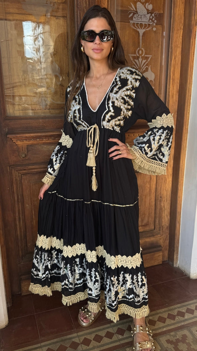 Vestido Boho Chic Helga Preto