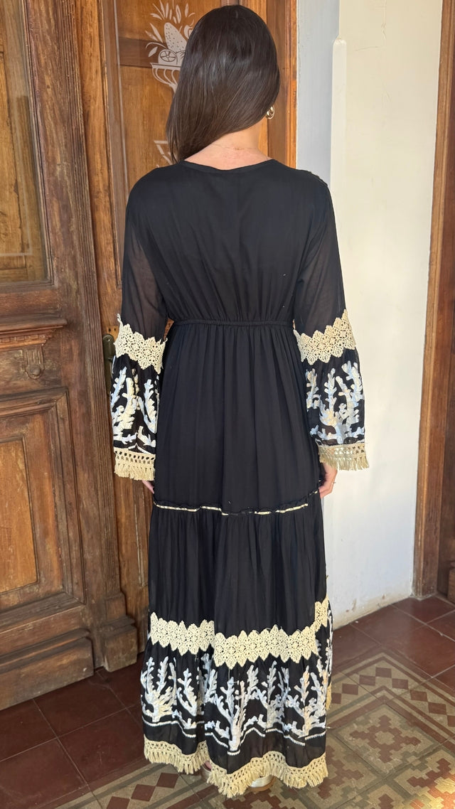 Vestido Boho Chic Helga Preto