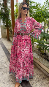 Vestido Boho Chic Seda Bohemian Pink