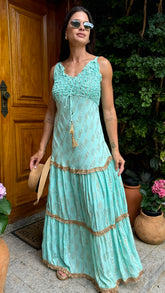 Vestido Boho Leona Turquesa